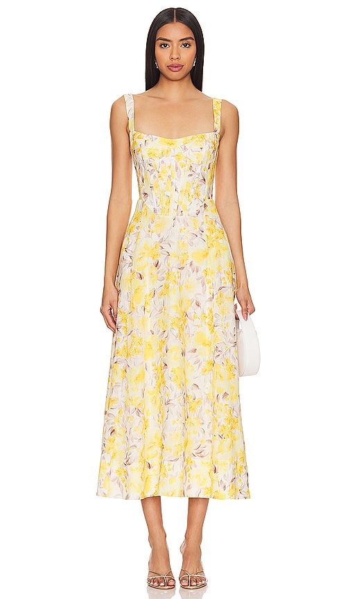 Bardot Lilah Corset Midi Dress in Yellow. - 6 also , 12