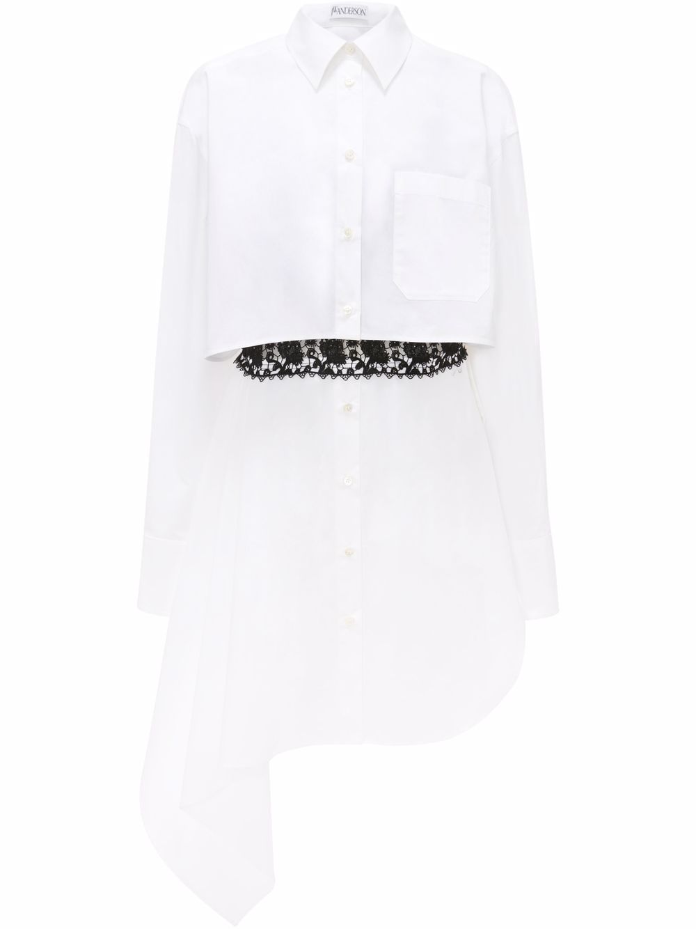 Lace-insert shirt dress
