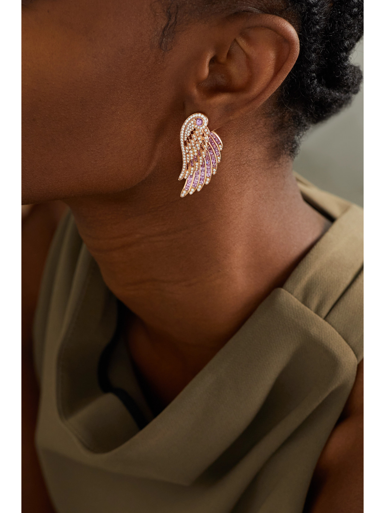 Wings Embrace 18-karat Rose Gold, Sapphire And Diamond Earrings - One size