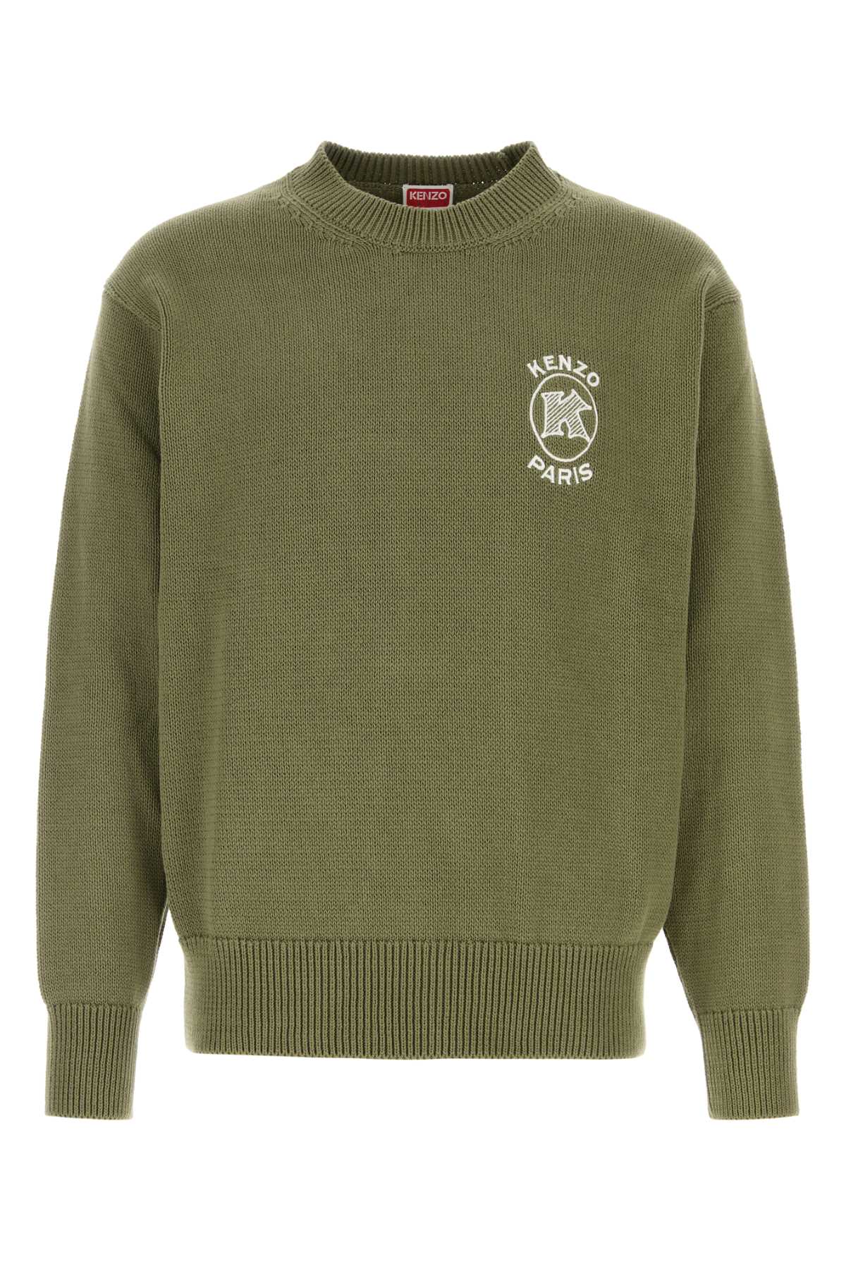 Olive Green Cotton Sweater Khaki Exterior: Maglieria - Men