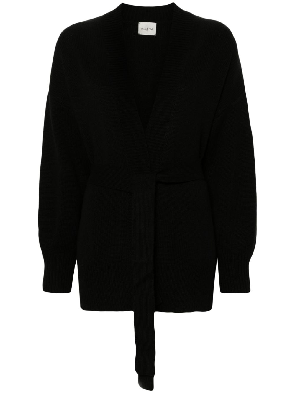 Belted organic-cashmere cardigan - Black