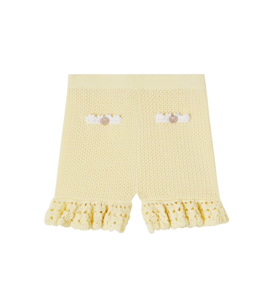 Crystal-embellished knitted shorts