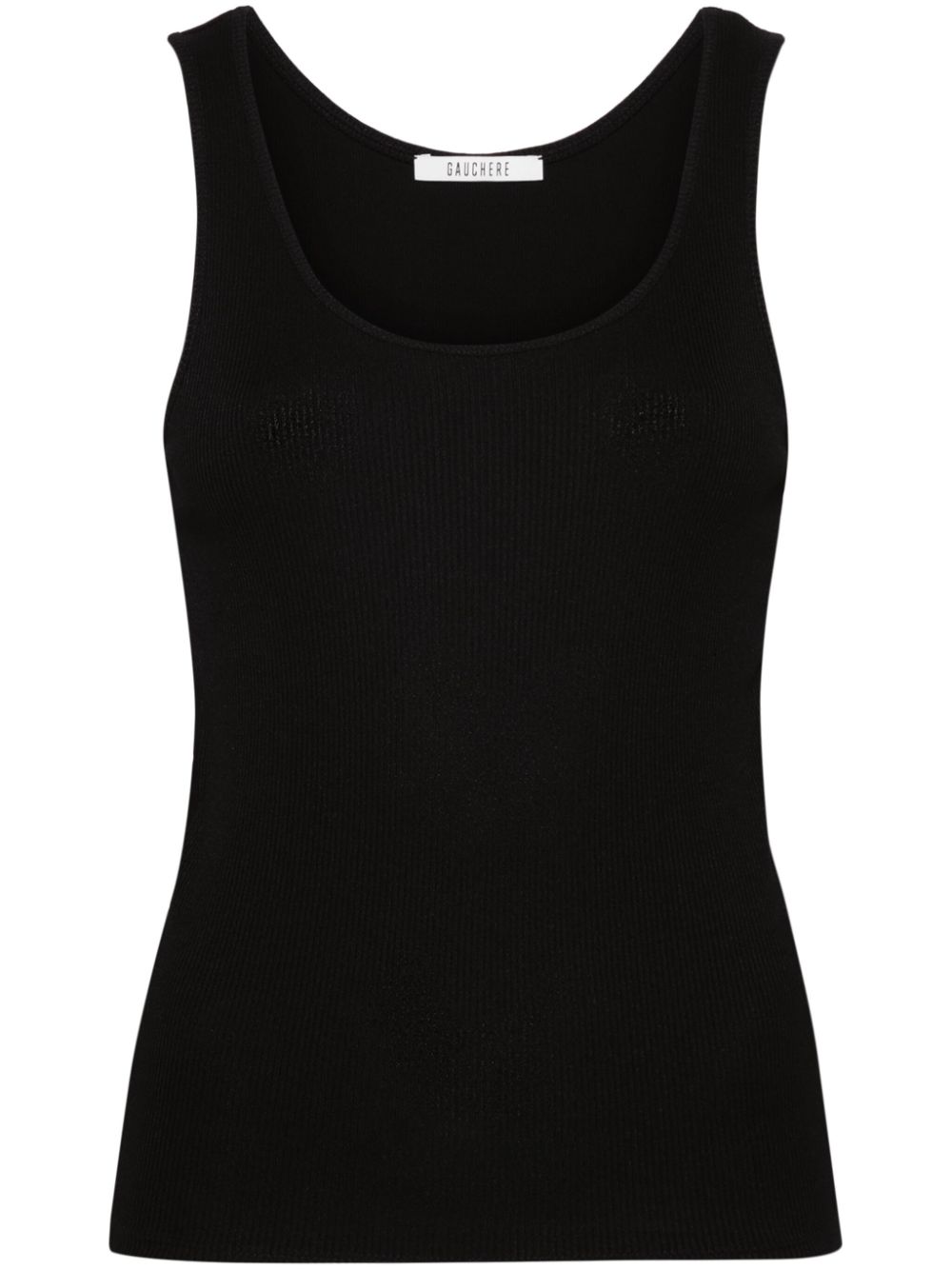 Fine-ribbed tank top - Black