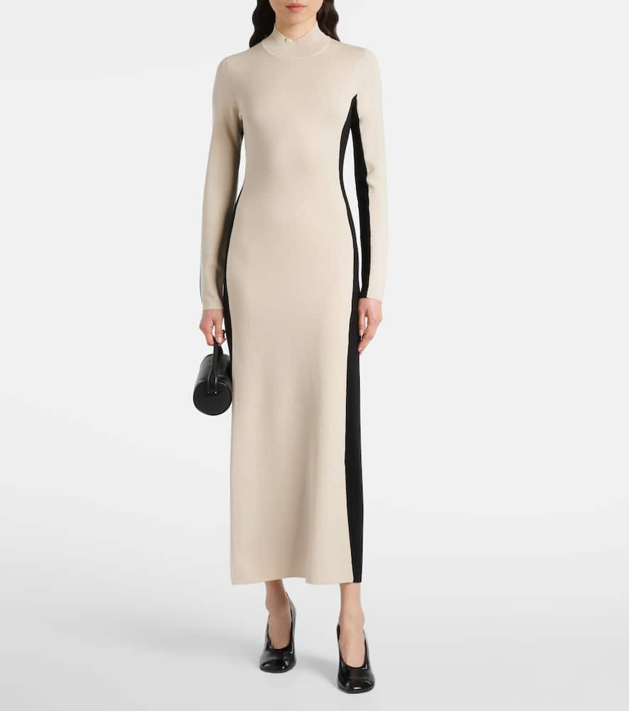 Knitted wool and silk maxi dress