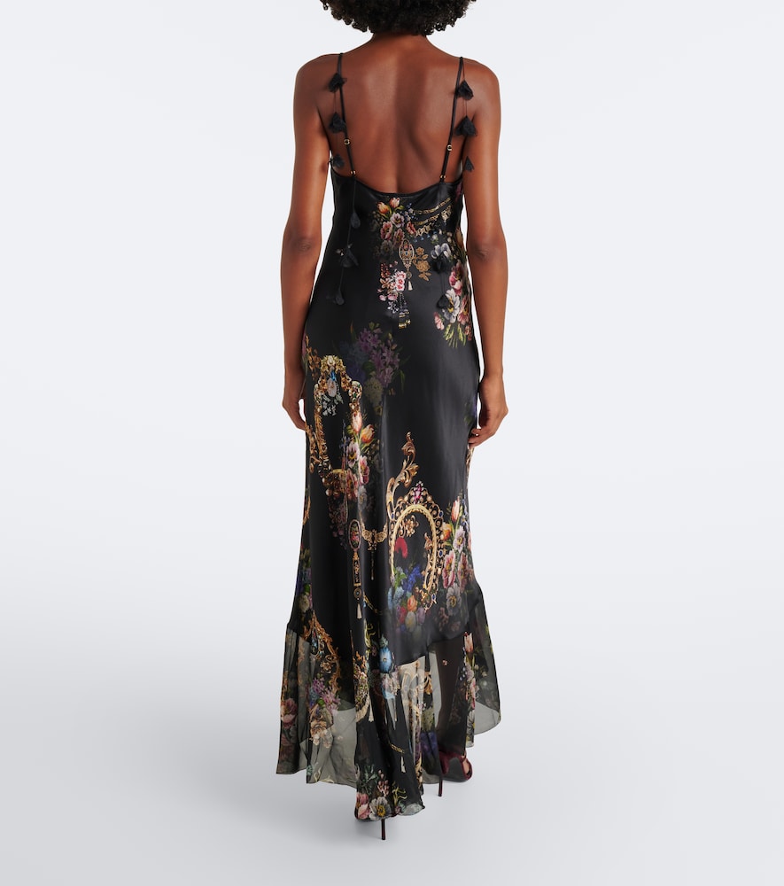 Floral silk satin slip dress