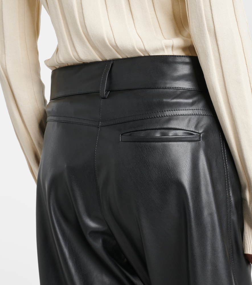 High-rise faux leather straight pants