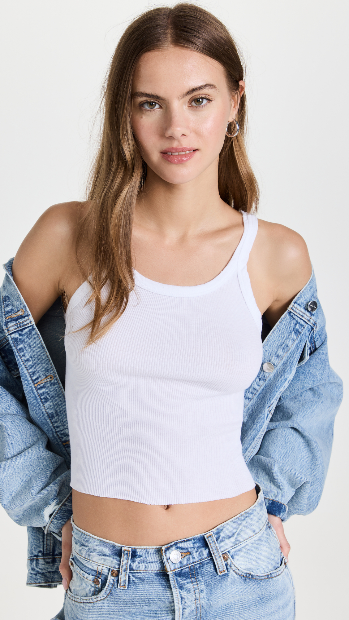 Cropped ribbed tank
