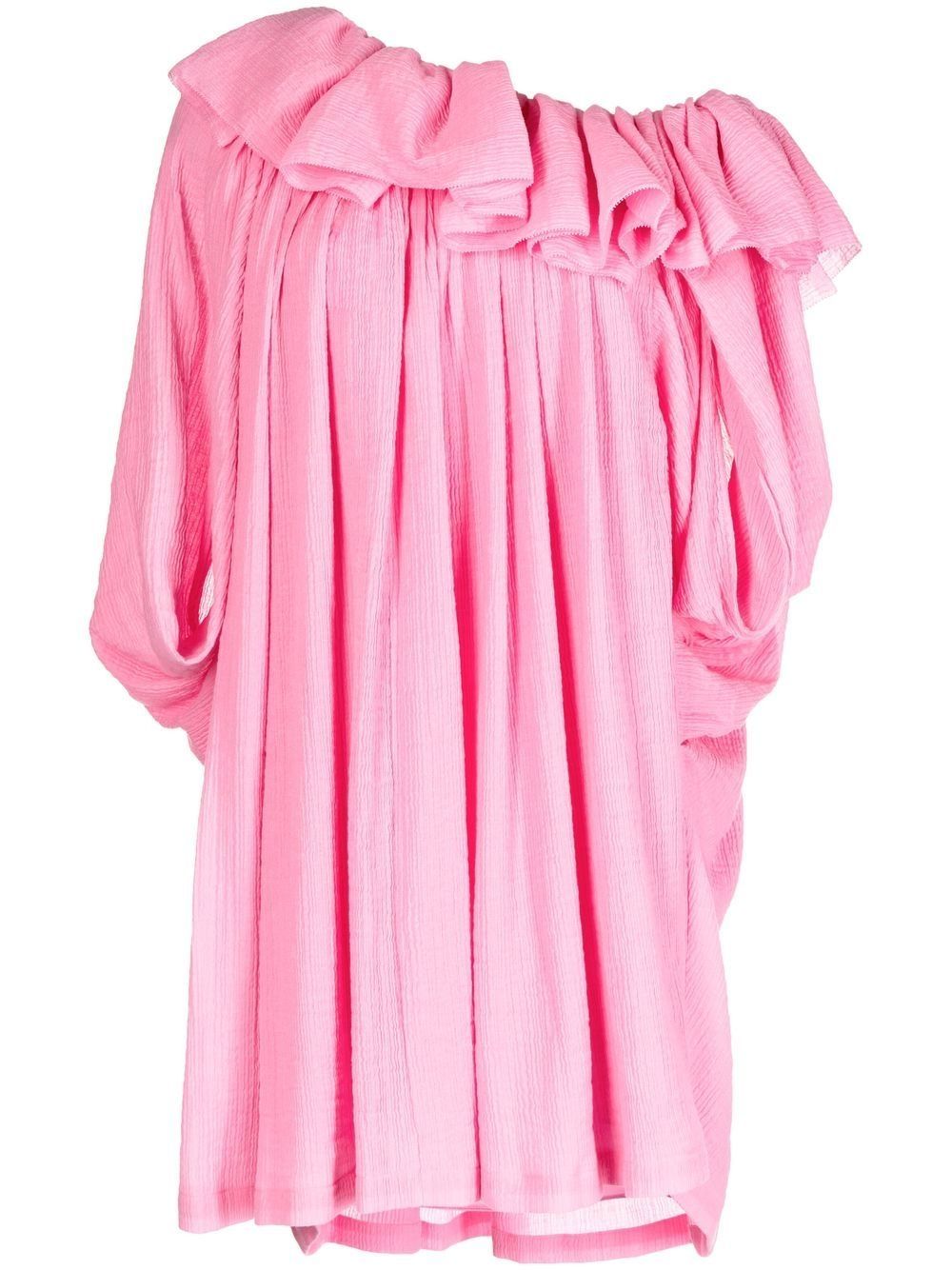 Ruffled one-shoulder dress - Pink