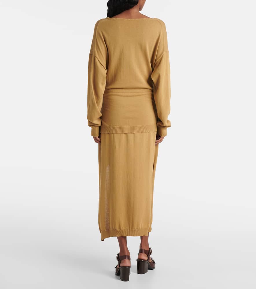 Trompe-l'ail cotton midi dress