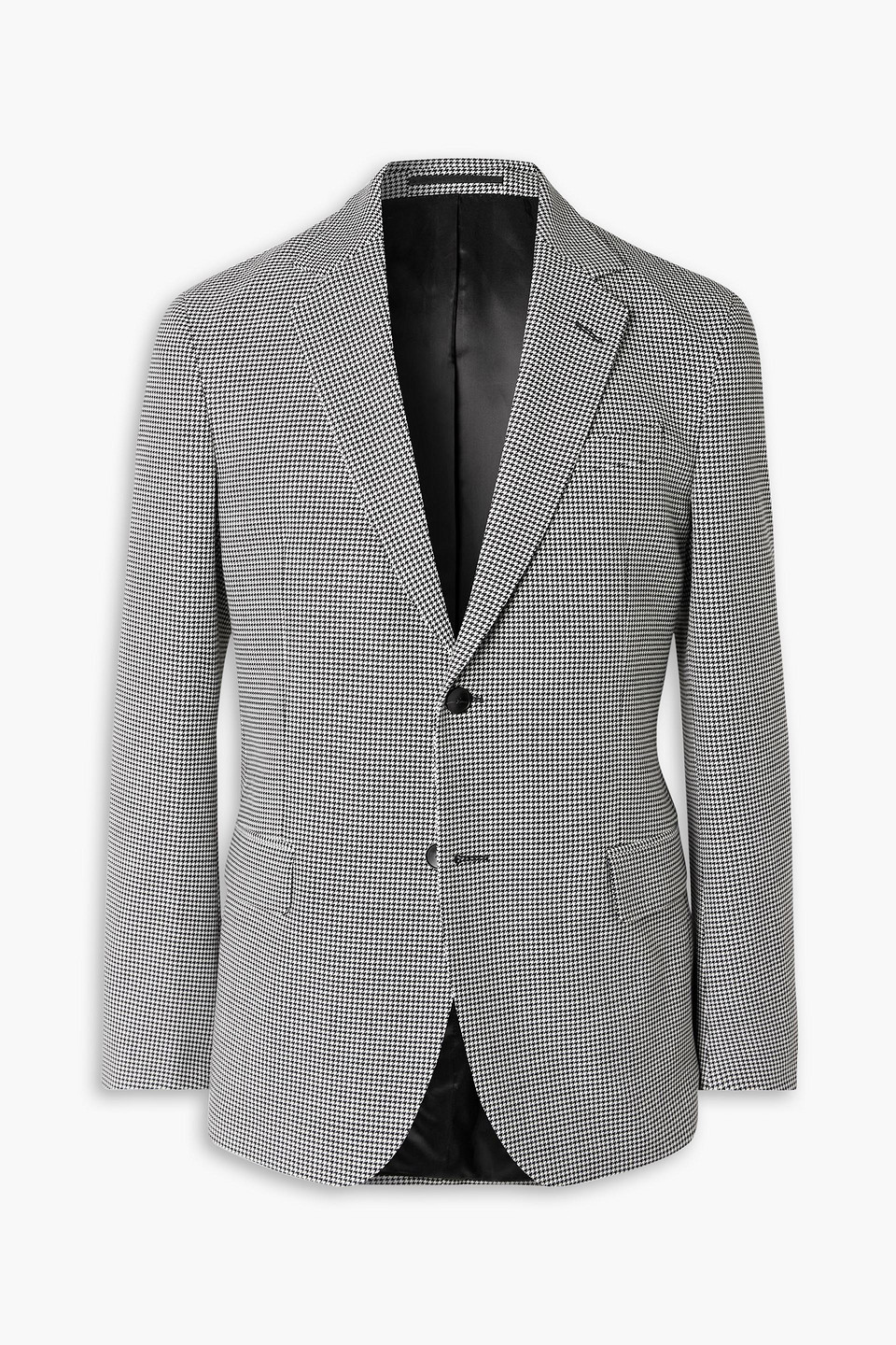 Slim-fit puppytooth twill suit jacket - Black - US 44