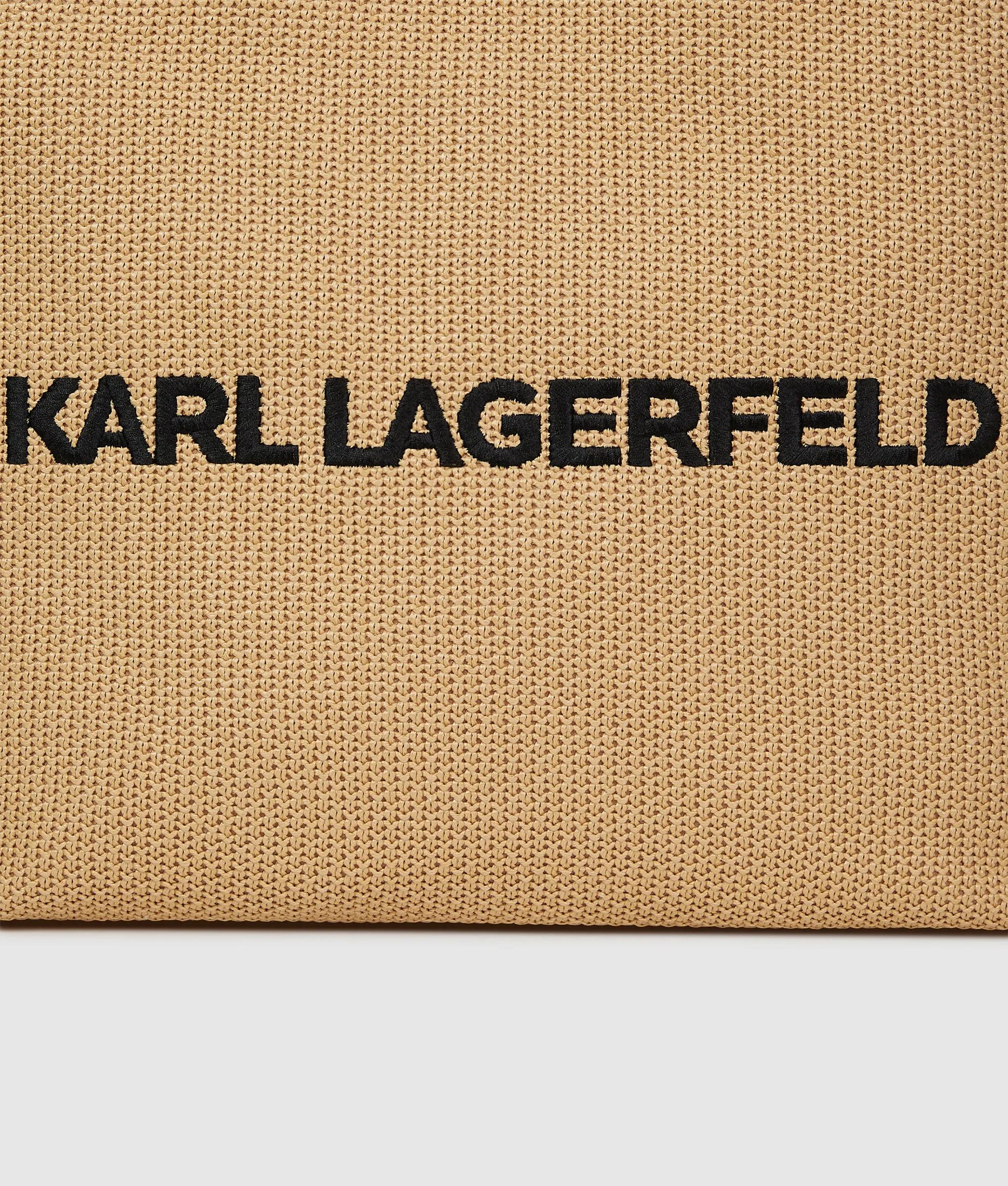 Karl Lagerfeld - Logo Large Square Woven Beach Bag, Woman, Beige, : One