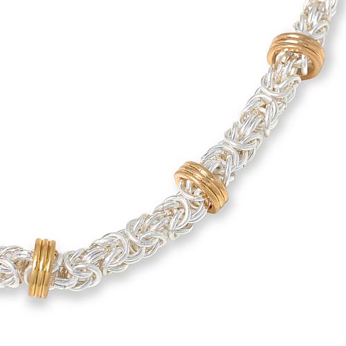 "21-3/4"" Two-Tone Byzantine Chain Necklace - Metallic"