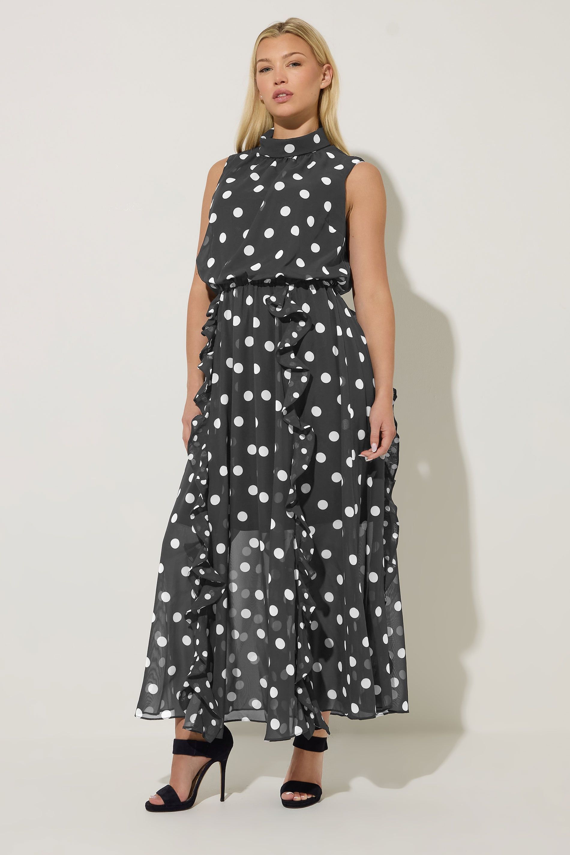 Star by Julien Macdonald Women's Polka Dot Maxi Dress in Black