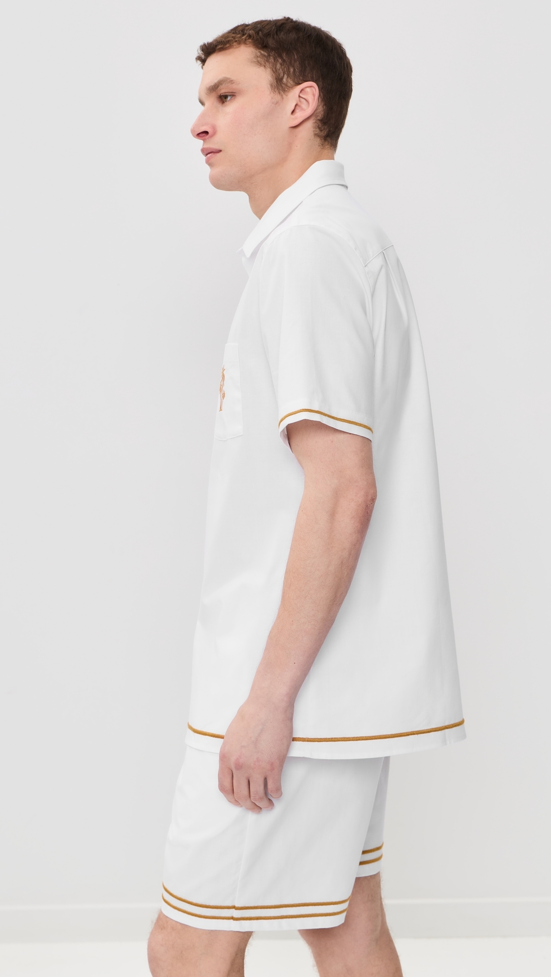 Efe Embroidered Linen Camp Shirt White