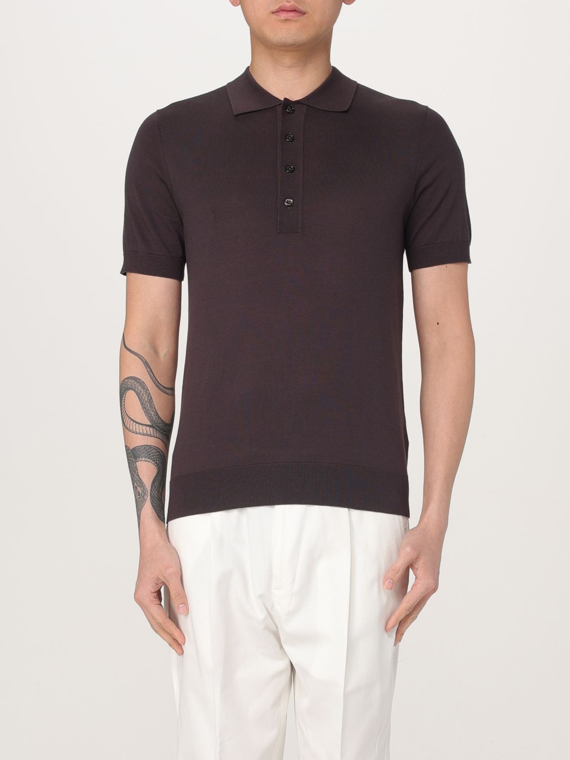 Polo Shirt Men color Brown