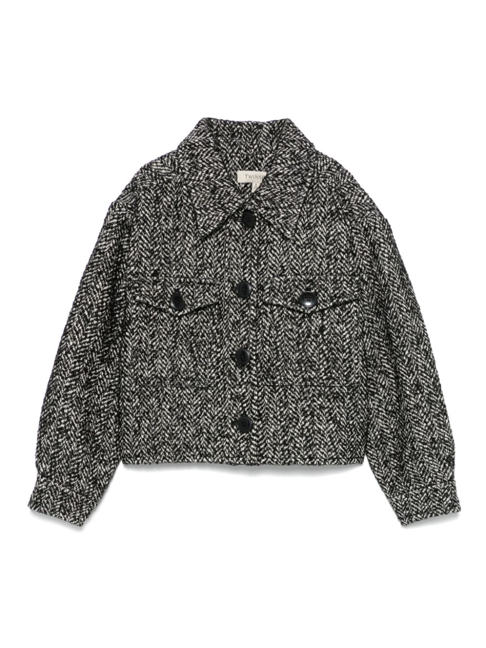 Herringbone-pattern jacket - Black