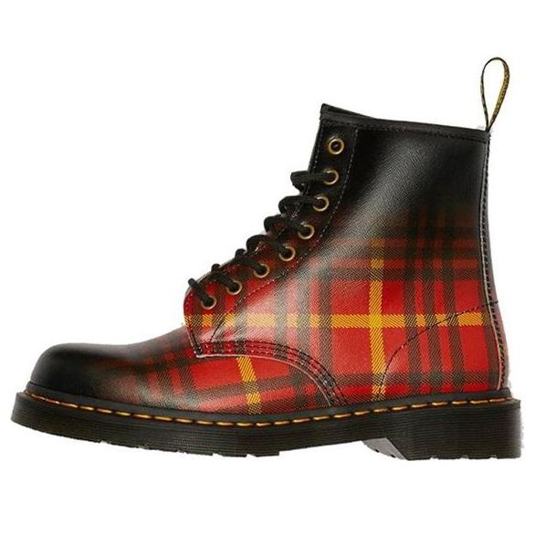 1460 Tartan Leather Boots Black/Orange/Red