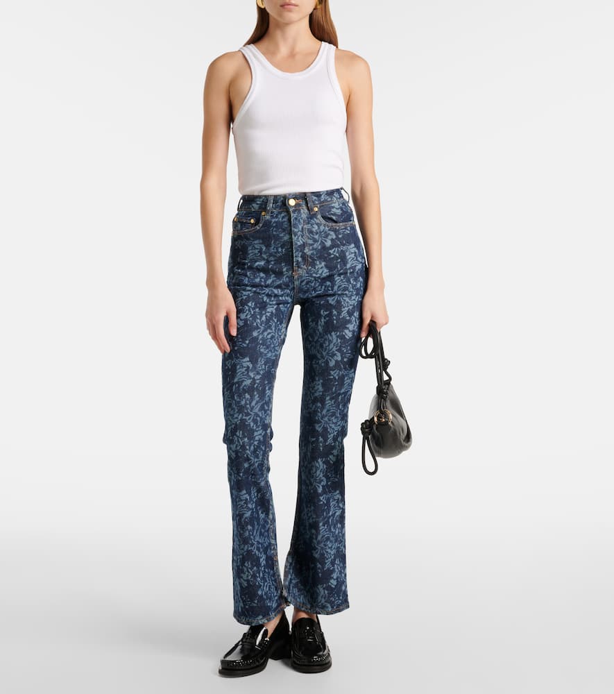 Printed high-rise flared jeans