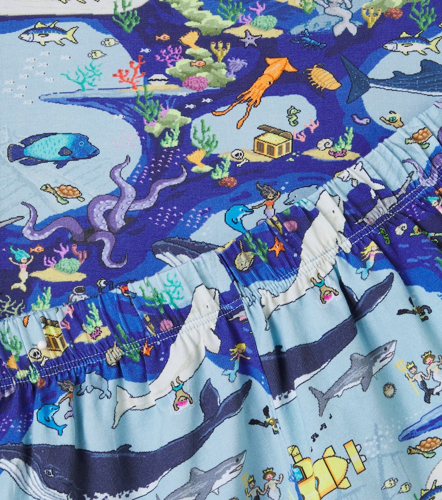 Printed cotton-blend pajamas