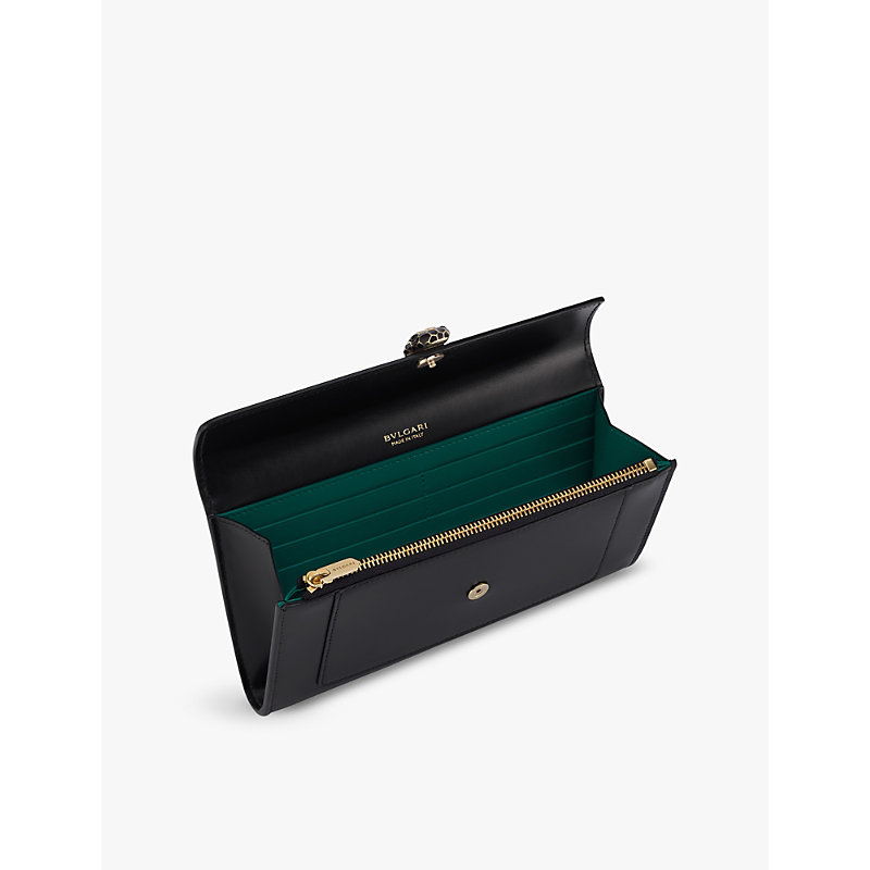 Womens Black Serpenti Forever Large Leather Wallet 1 Size