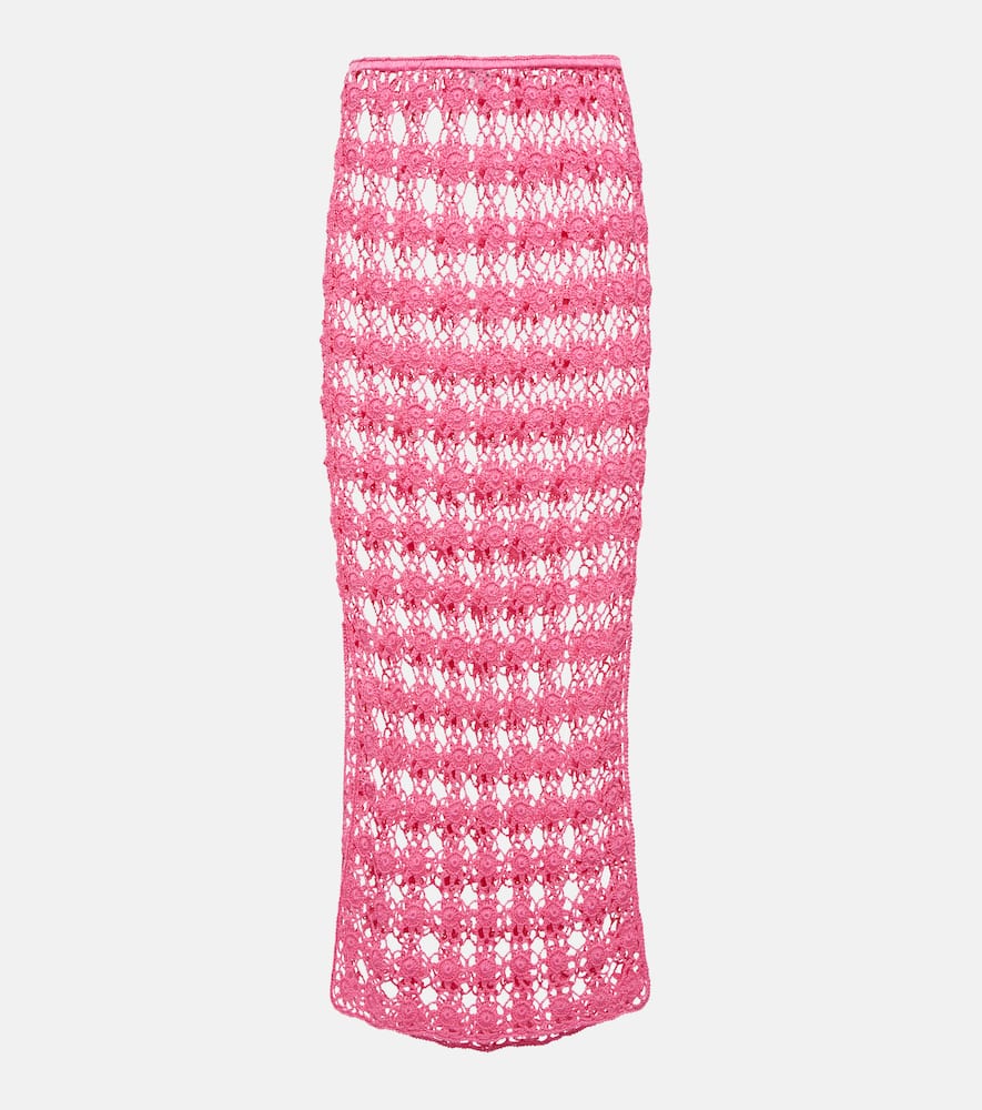 Rosette crochet cotton maxi skirt