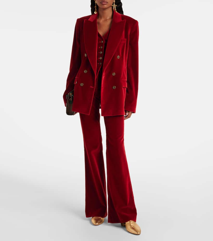 Double-breasted cotton velvet blazer