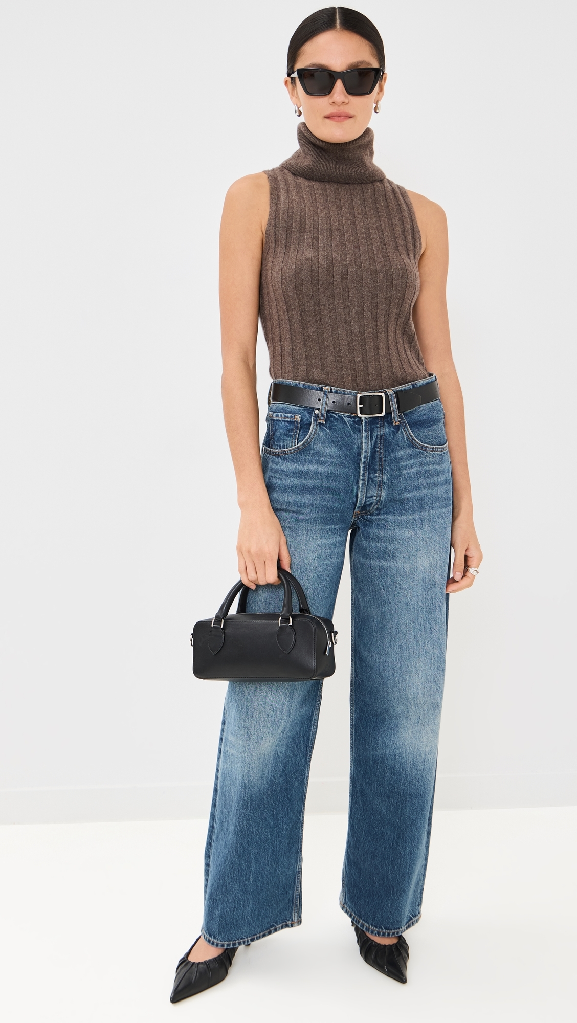 Rowyn Cashmere Turtleneck Tank Walnut