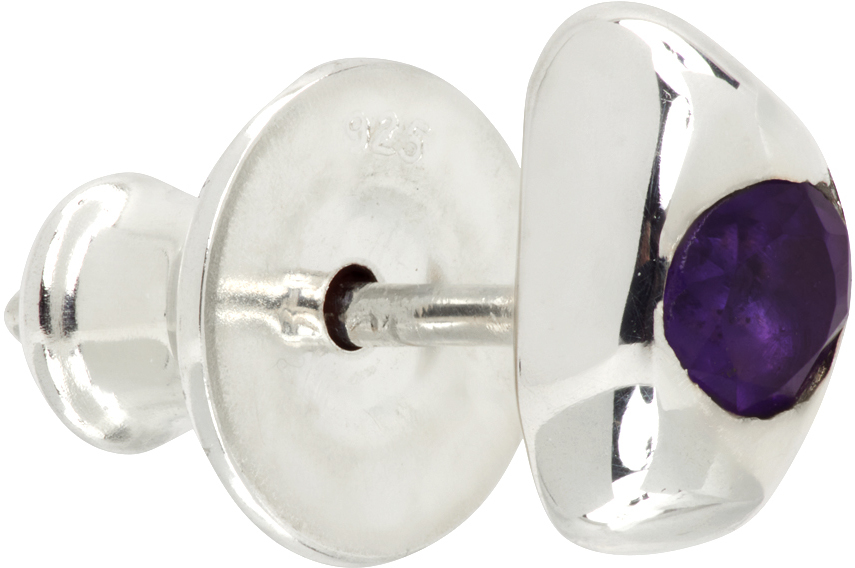 Silver Egg Gem Stud Single Earring