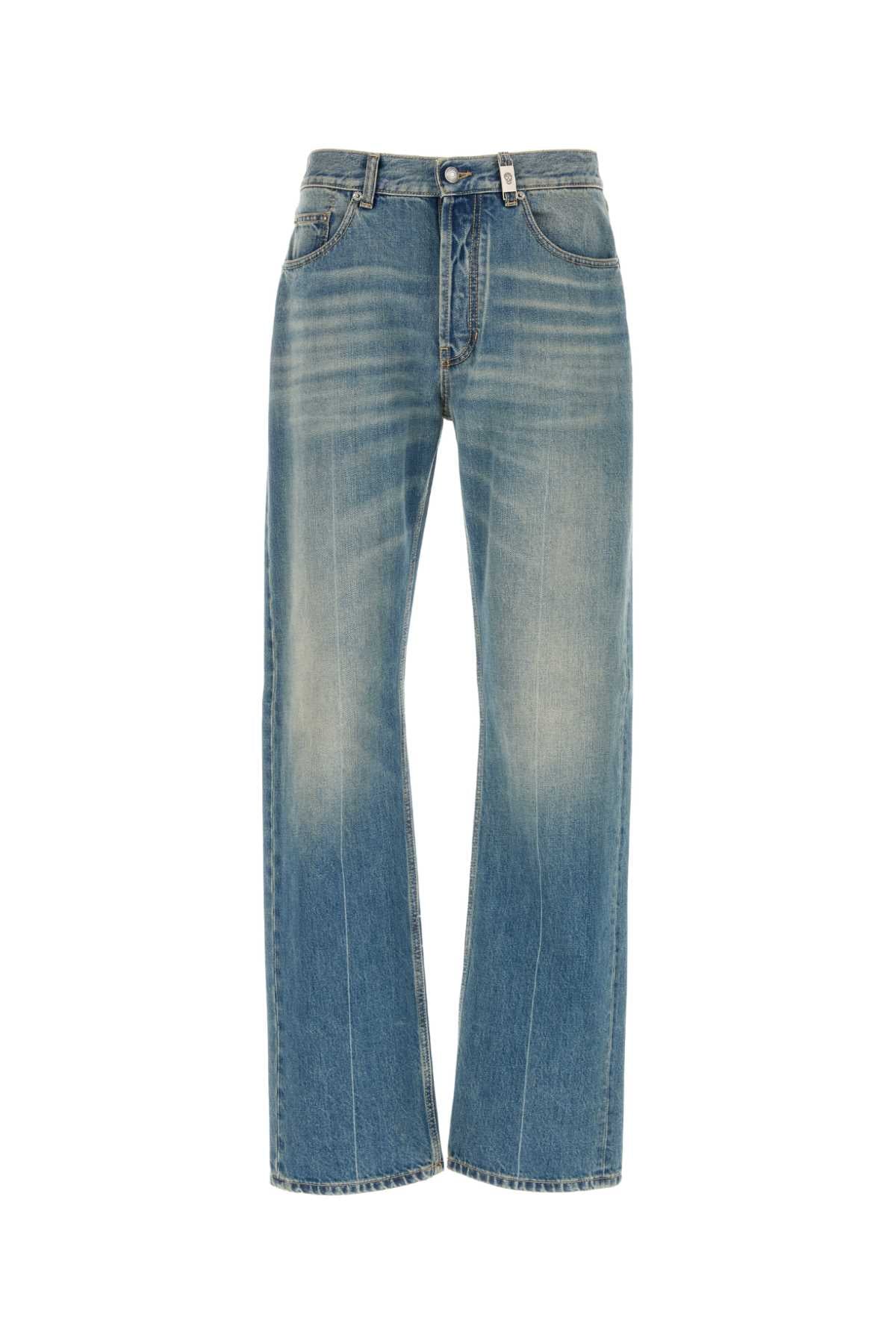 Blue-Washed Cotton Jeans — Blue