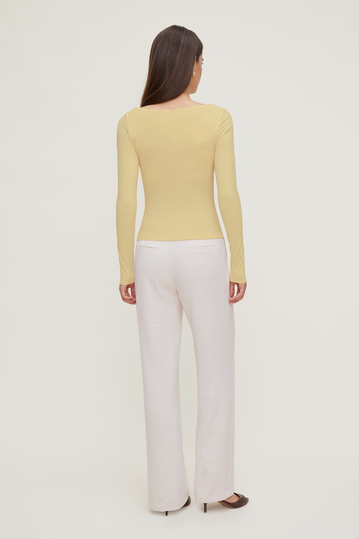 Nola Sculpt Long Sleeve Top - Yellow - Women Clothing