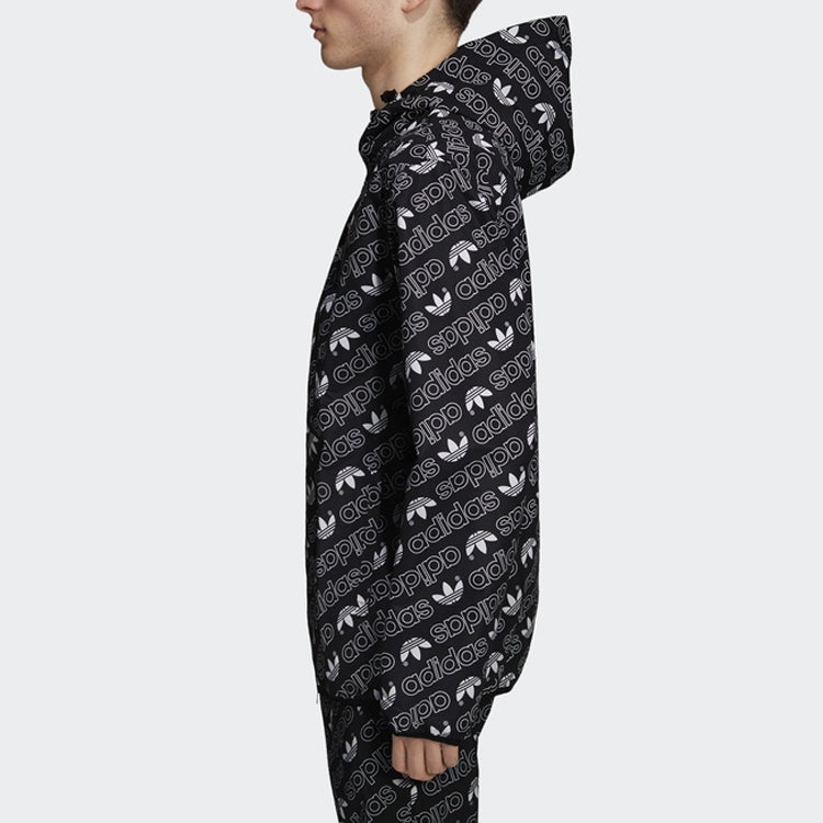 Originals Full Print Athleisure Casual Sports hooded Woven Windproof Outdoor Jacket Black