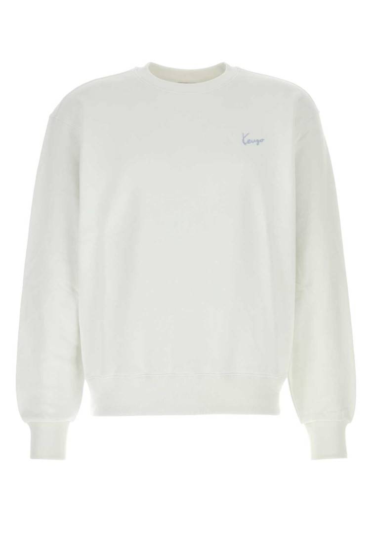 White Cotton Sweatshirt Offwhite Exterior: Felpe - Men