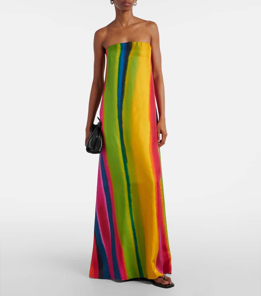 Aura striped silk satin maxi dress