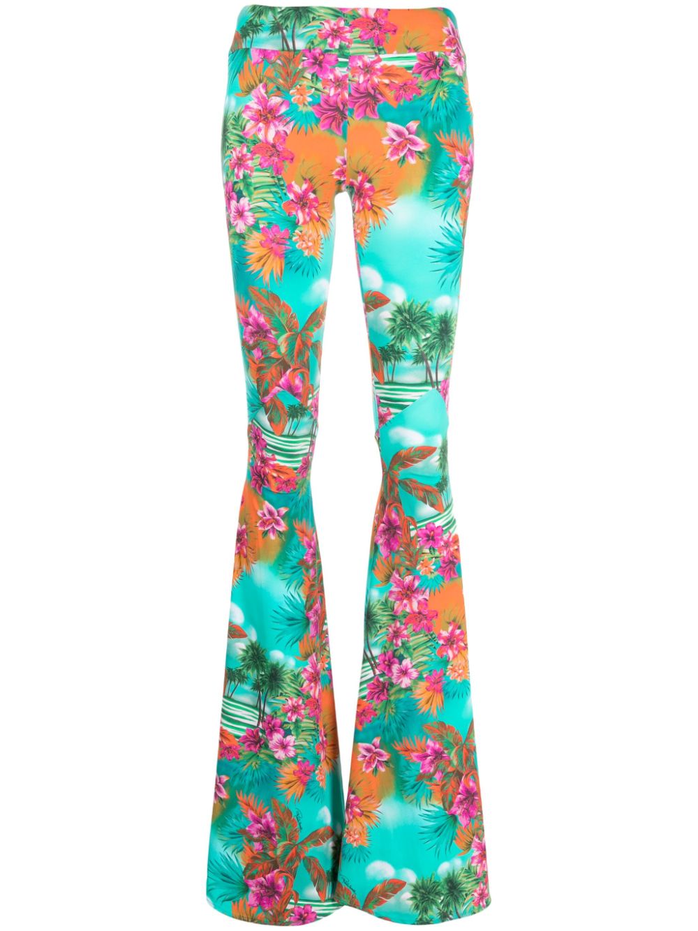 Flared floral-print trousers - Multicolour