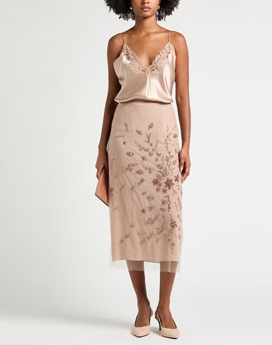Woman Midi skirt Taupe Size 4 Polyamide