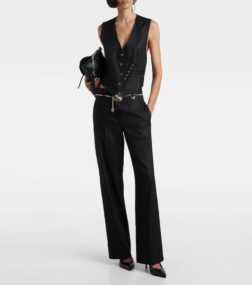 Noanda pinstriped wool-blend straight pants