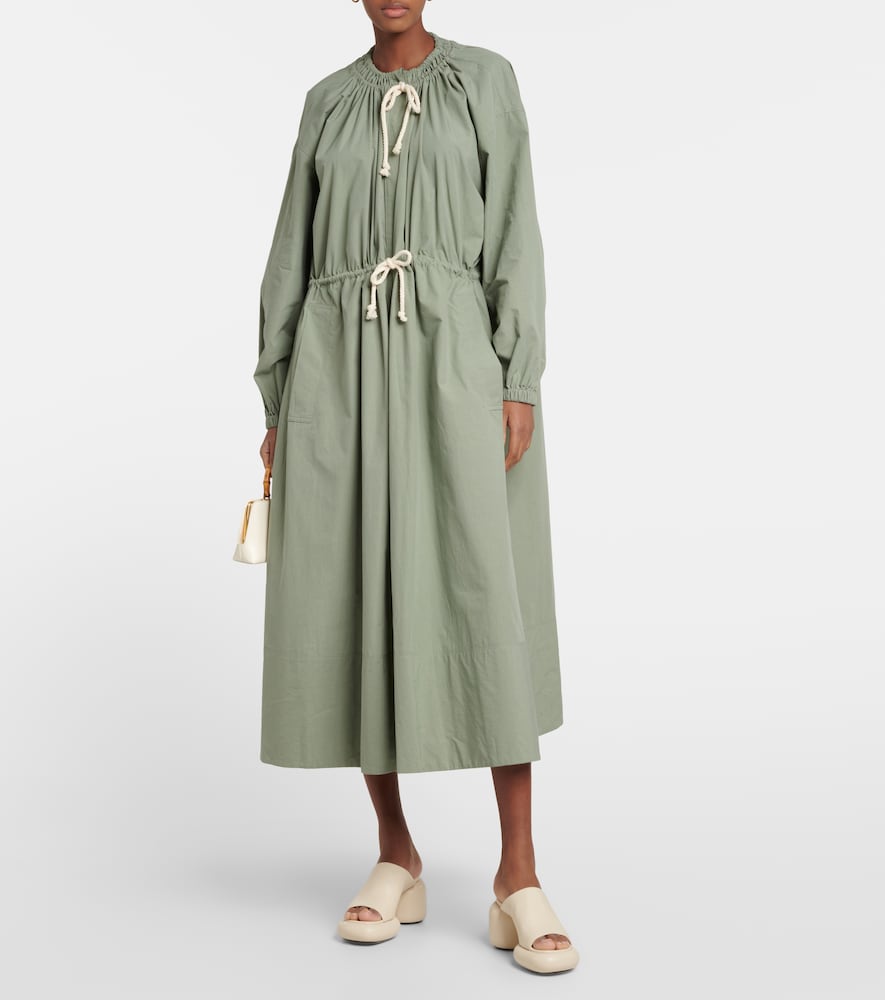 Drawstring poplin maxi dress