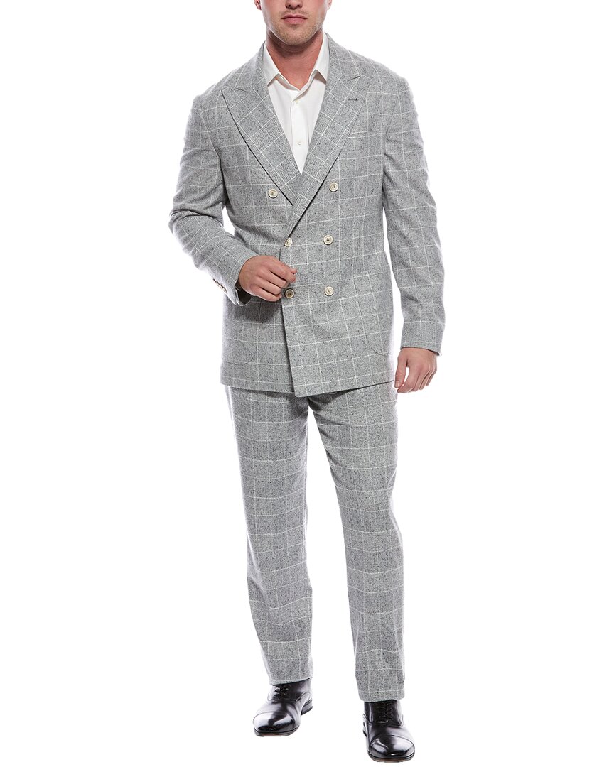 2pc Silk, Wool & Cashmere-Blend Suit with Pleated Pant