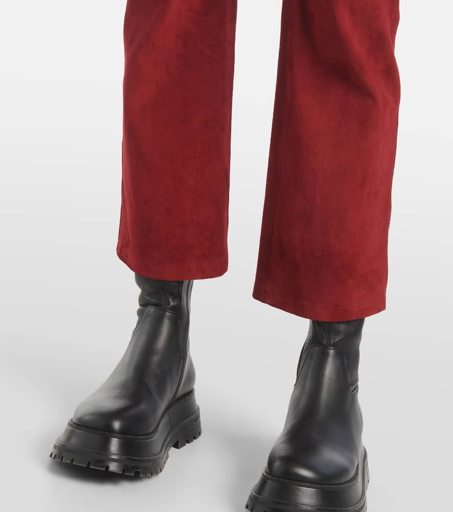 High-rise suede slim pants