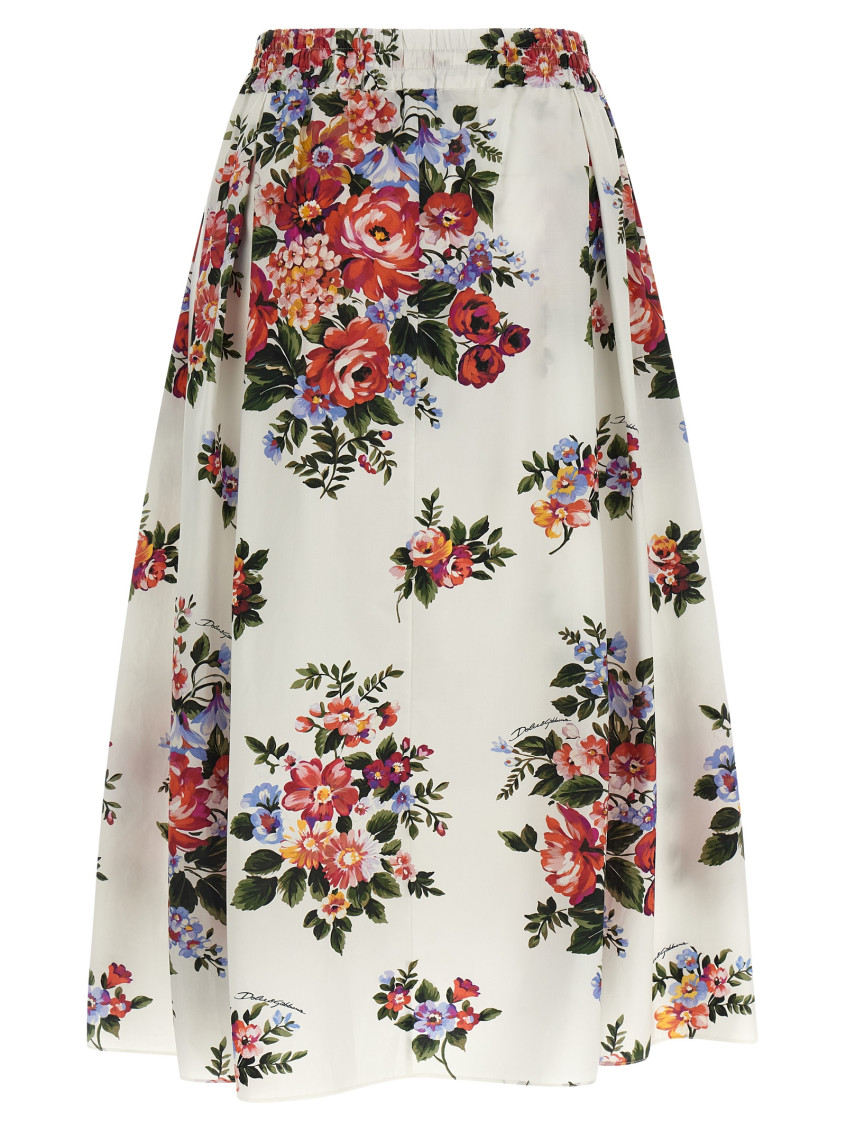 Dolce&Gabbana - floral pleated skirt elastic waistband drawstring