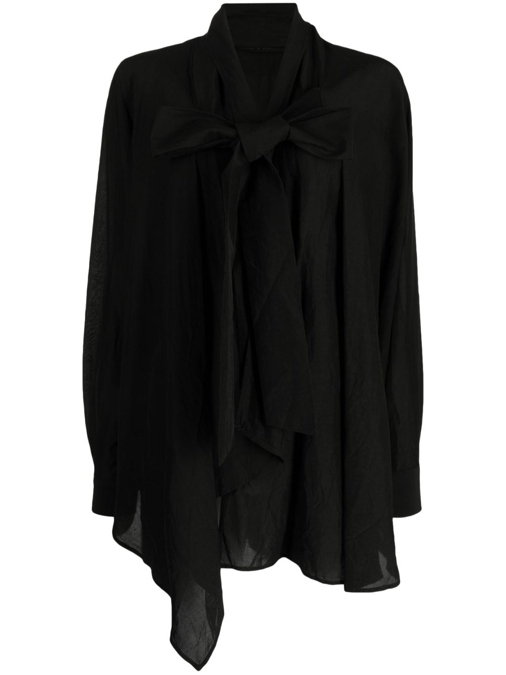 Knot-detailing long-sleeve blouse - Black