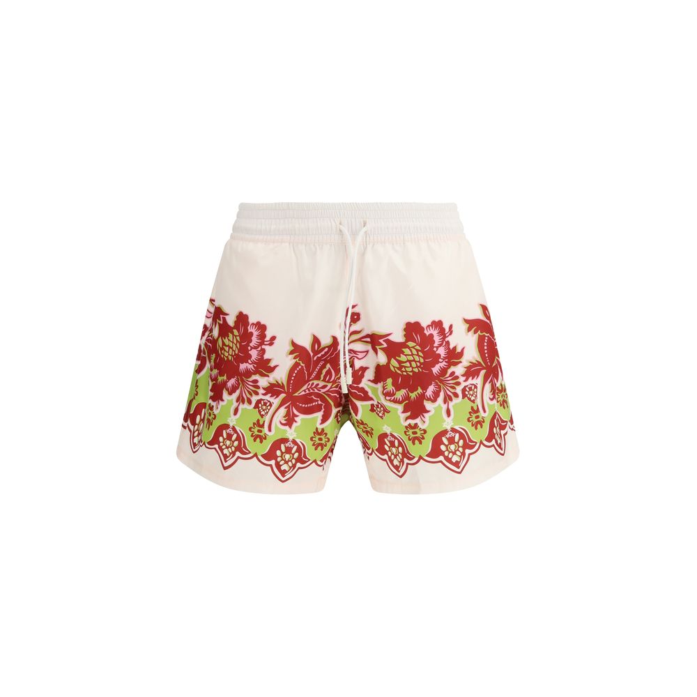 Floral-Print Technical Shorts — White