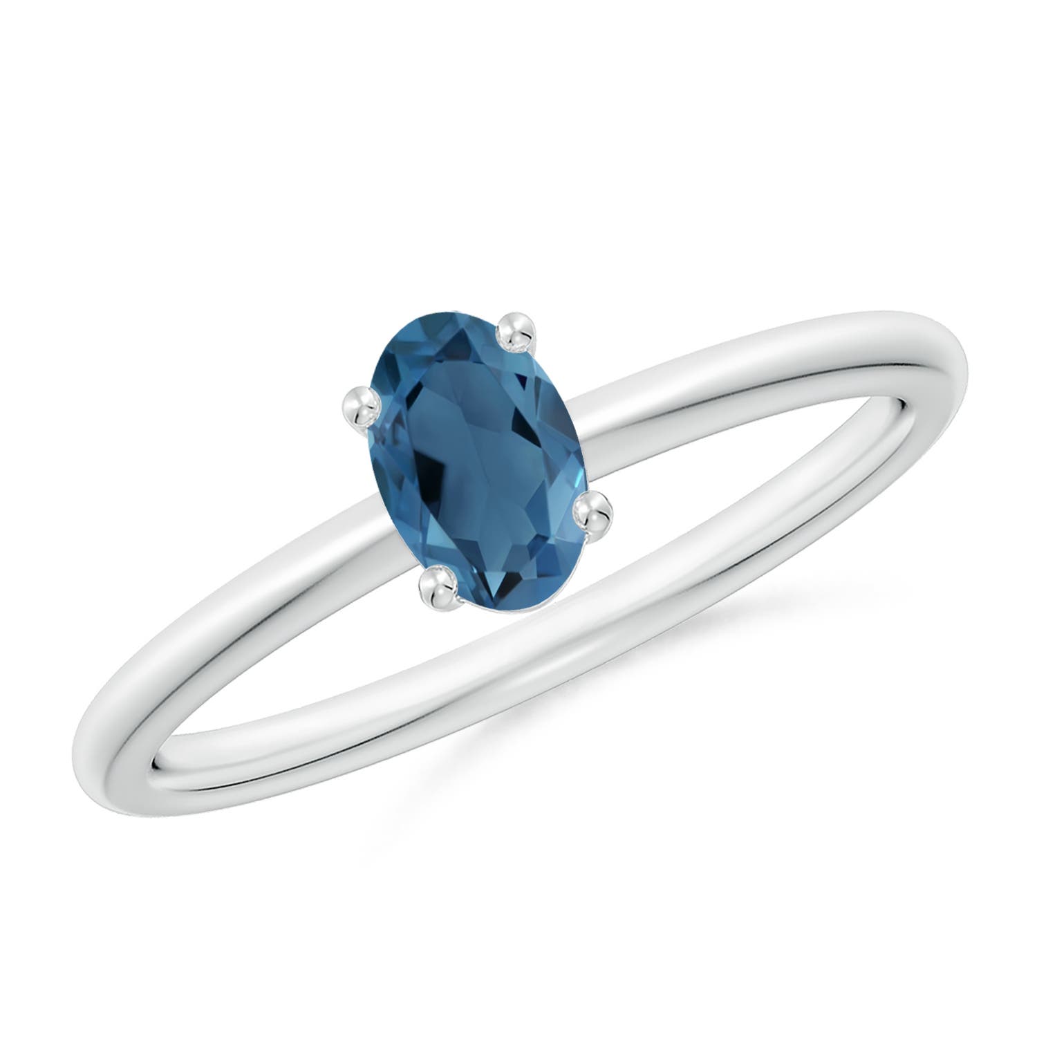 Angara 0.54 Carat Classic Solitaire Oval London Blue Topaz Promise Ring in Platinum