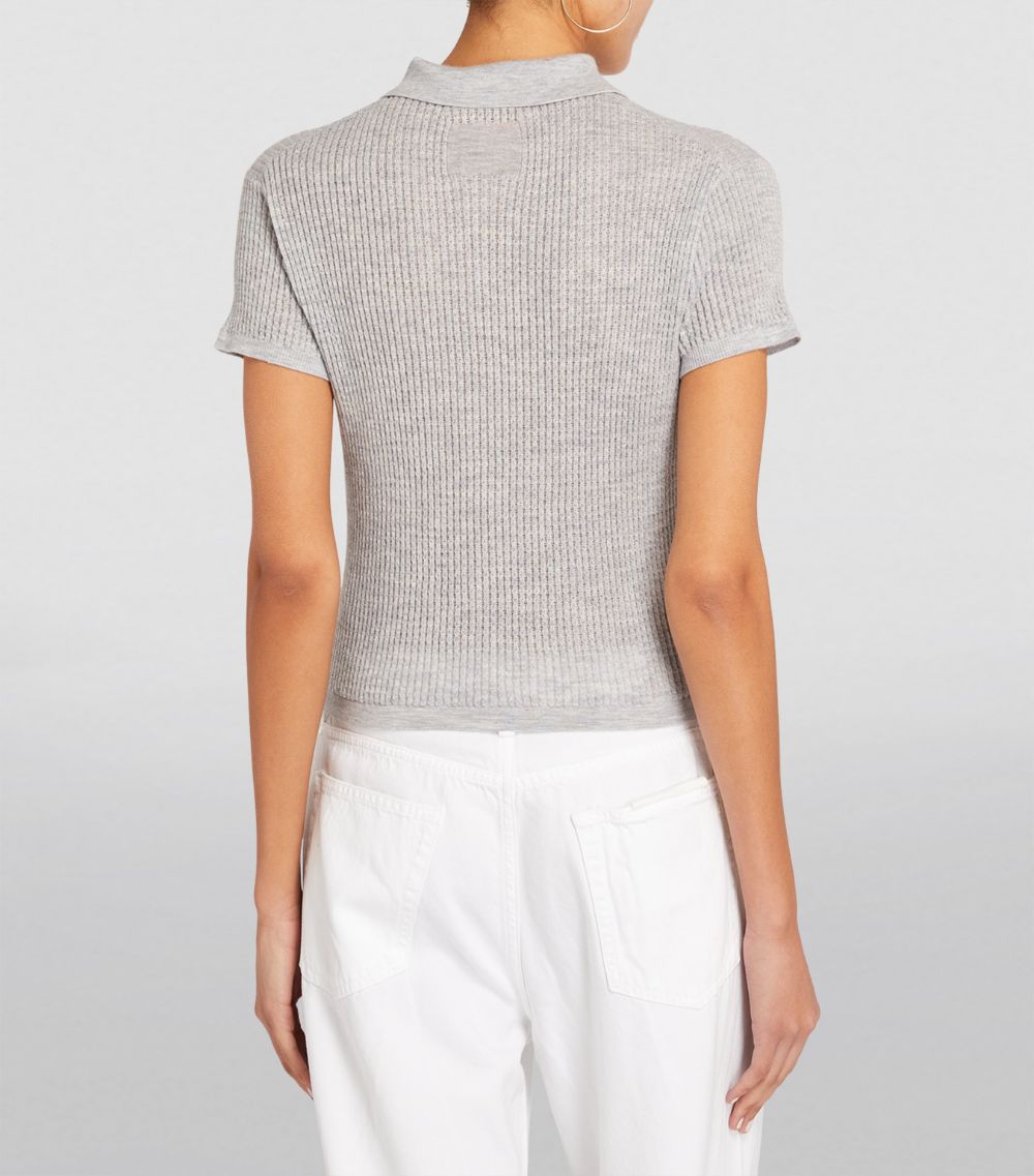 Cashmere Cropped Polo Shirt