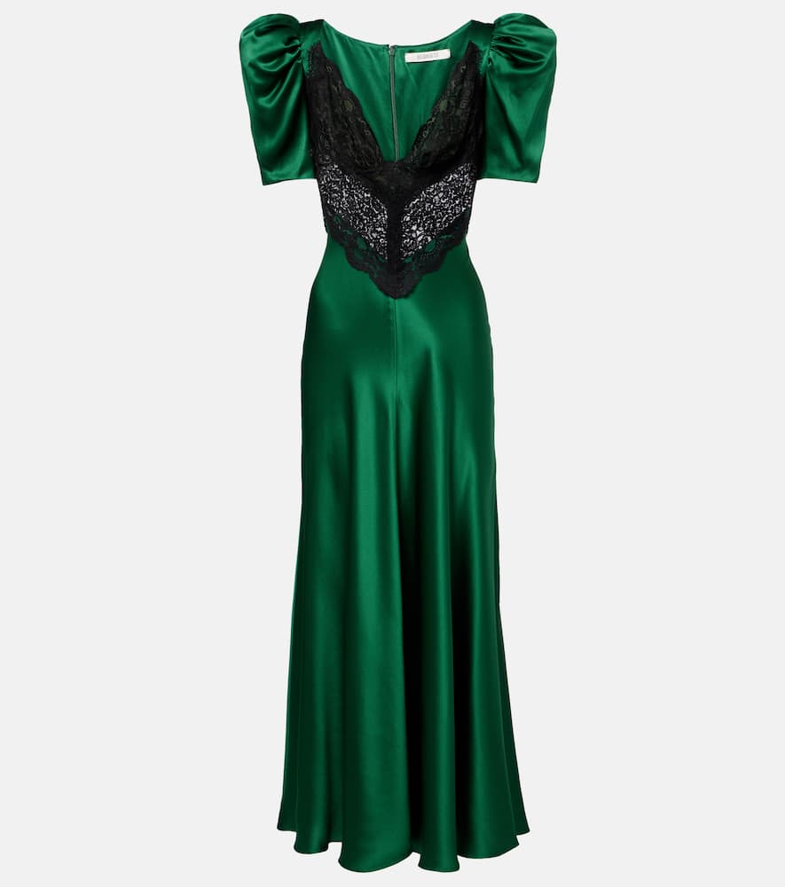 Lace-trimmed silk cocktail dress