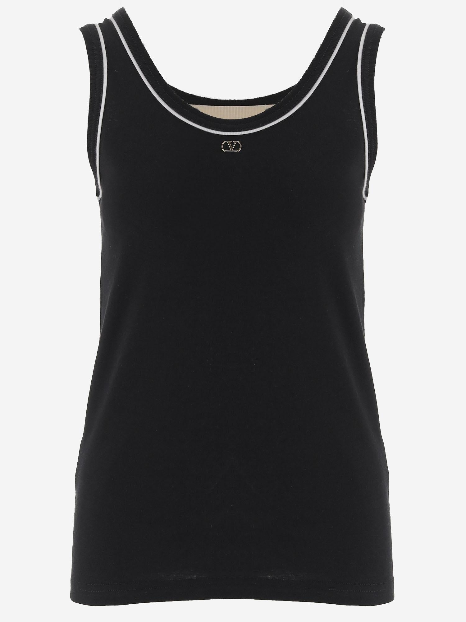 Logo-Embroidered Cotton Tank Top — Black