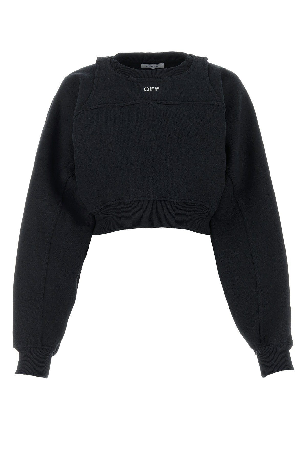 Logo-Embroidered Cropped Sweatshirt — Black