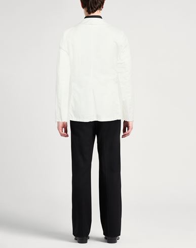 Man Blazer White Size 36 Linen, Cotton, Elastane