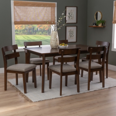 Linon Devin Dining Table and 6 Chairs, Brown