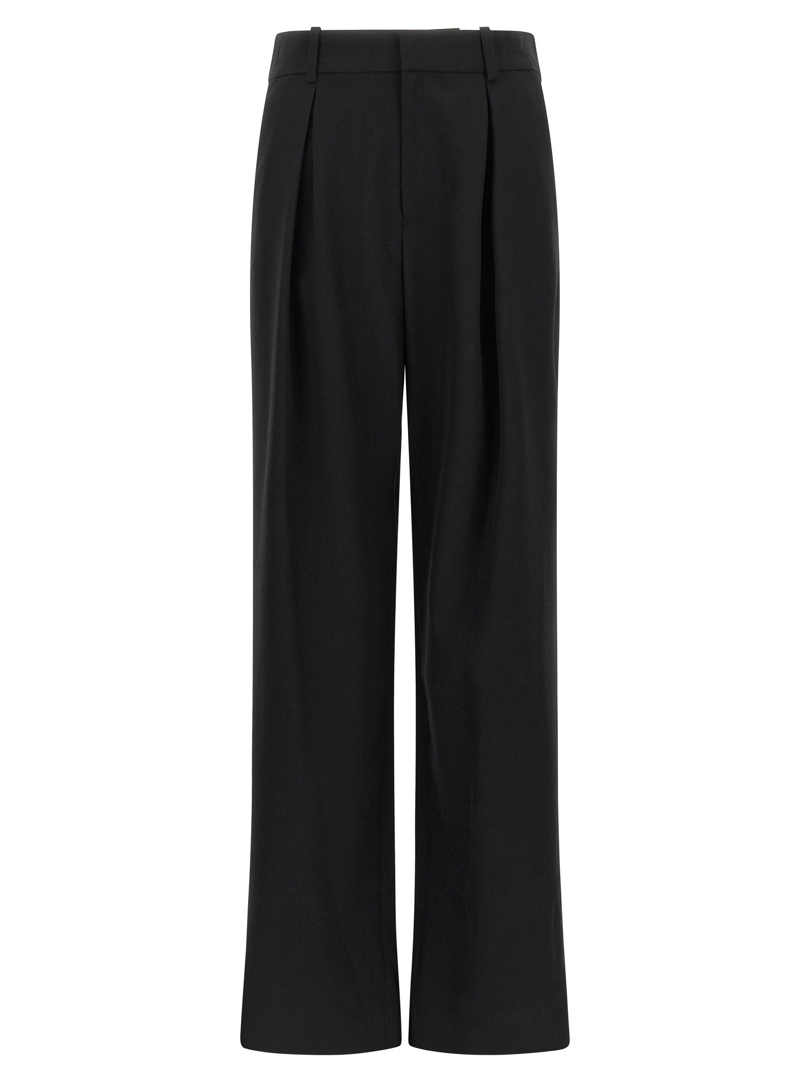 Wide-Leg Virgin Wool Trousers — Black